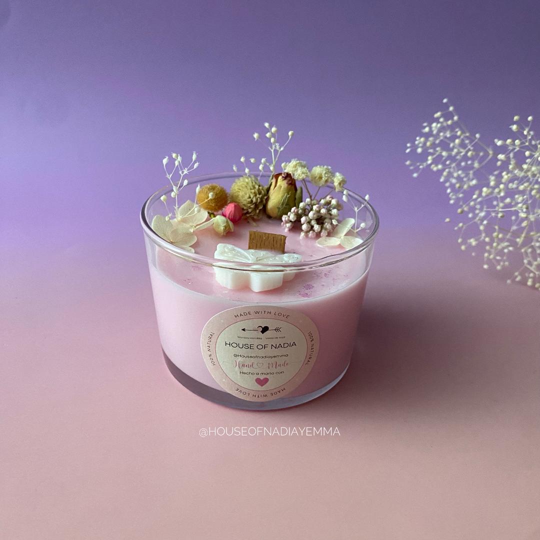 Vela aromática albaricoque y rosas