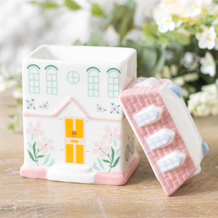 Quemador de Wax Melts · Casita con Flores