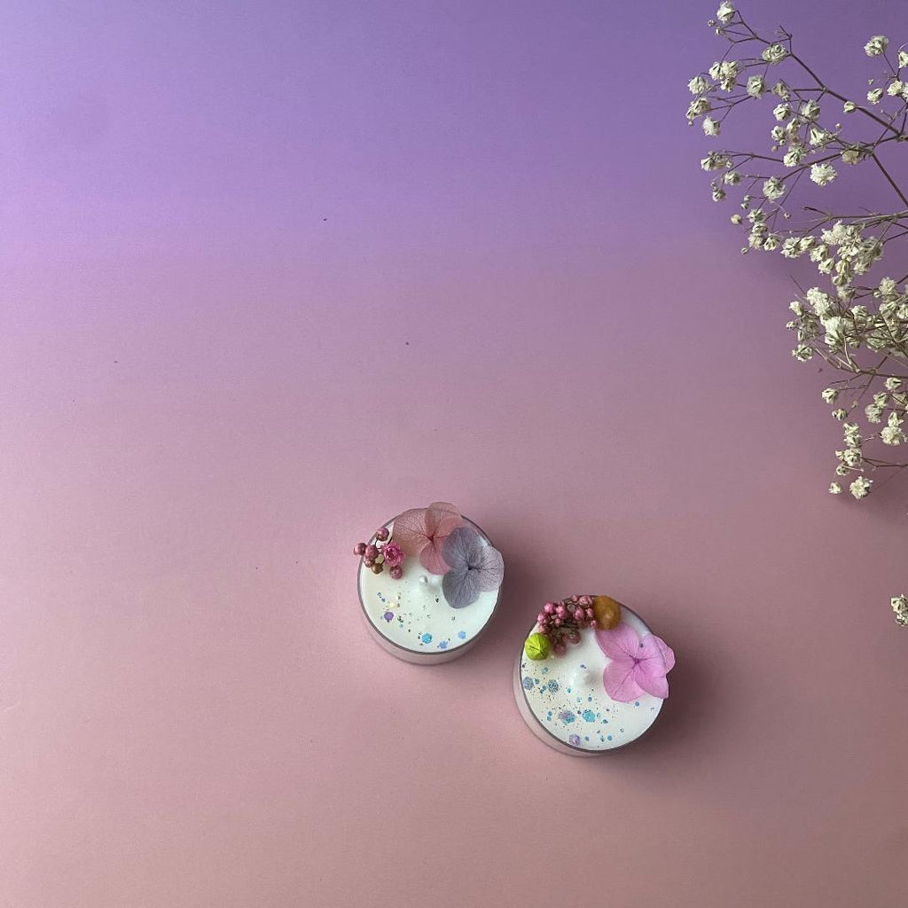 Set de velas de té florales hechas a mano