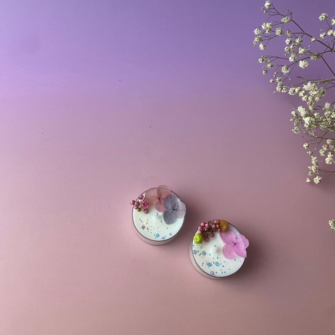 Set de velas de té florales hechas a mano